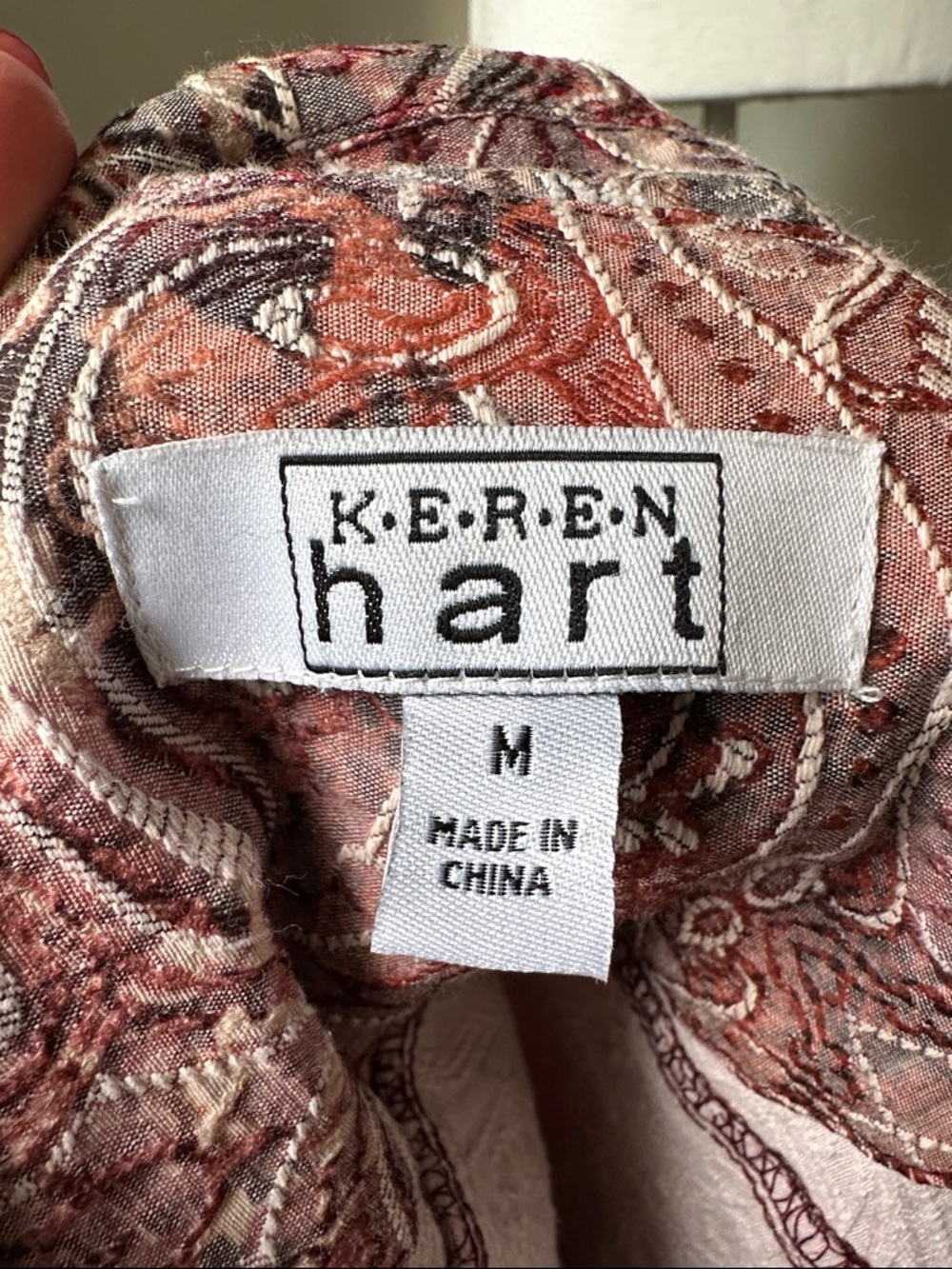 KEREN HART Pink Y2K Paisley Preppy Boho Cotton Blend Lightweight Jacket Medium - Picture 4 of 6